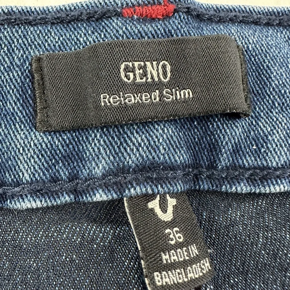 True Religion Geno Flap Relaxed Slim Jeans Mens‎ 36x32 Straight Blue Stretch